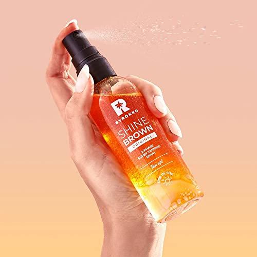 Shine Brown 2-Phasen-Spray Bräunungsöl mit Hyaluronsäure | Feuchtigkeitsspendende Formel für intensivere Bräunung | für Sonnenliege & Outdoor
