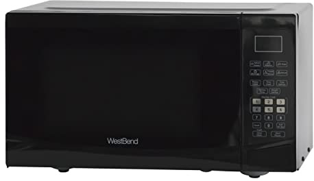 West Bend WBMW92B Microwave Oven 900-Watts Compact with 6 Pre Cooking Settings, Speed Defrost, Electronic Control Panel and Glass Turntable, Black