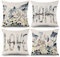 ASDCXZ Frühling Kissenbezug 45x45 cm 4er Set, Frisch Aquarell Blume Muster Blau Sofa Dekokissen Kissenbezüge Kissenhülle Waschbar Polyester Flachs Textil Outdoor Polster Kopfkissenbezug Kissen Bezug