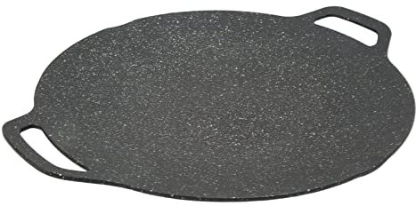 Plancha Redonda para Barbacoa, Revestimiento de 6 Capas, Parrilla Coreana para Barbacoa, Textura Acanalada para Acampar (34cm)
