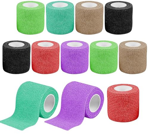 12pcs Selbsthaftende Bandage,5cmx4,5cm Selbstklebender Verband Cohesive Bandages Elastisch Pet Vet Wrap für Pferde,Hunde & Menschen - Selbsthaftende & elastische Bandage - Haftbandage selbstklebend