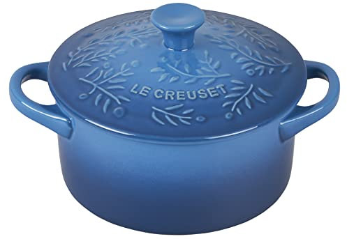 Le Creuset Olive Branch Collection - Mini cocotte rotonda in gres porcellanato, 680 g, Marseille con coperchio in rilievo