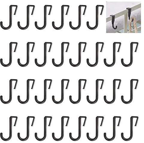 UFURMATE Crochets de douche en plastique, 30 crochets, support mural moderne pour éponge, gant de toilette Luffa, noir