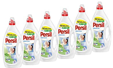 Persil Sensitive Gel 300 WL (6 x 50 Waschladungen), Flüssigwaschmittel für Allergiker & Babys, mit beruhigender Aloe vera für sensible Haut, effektiv von 20 °C bis 95 °C