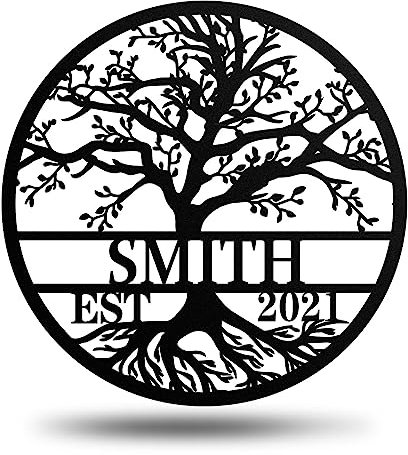 Metallschild personalisiert - Türschild personalisiert Namensschild für Haustür - Willkommensschild Haustür - Türschilder Haustür Namensschilder Haustür für Familie, Geschenke, Hochzeit (Design 3)