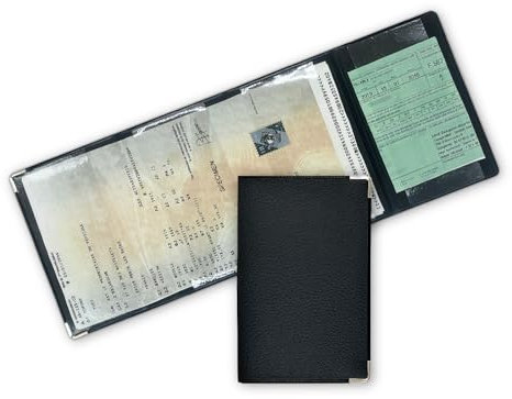 nemau Porte Carte Grise et Assurance 4 Volets, Etui pour Le Rangement des papiers de véhicule, Matière Simili Cuir Noir, Fabriqué en France dans Le département du Gard