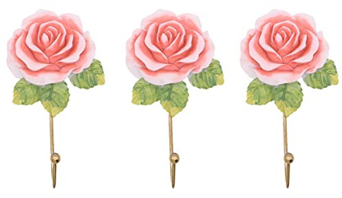 Uonlytech 3 Pièces Crochet Rose Porte-Vêtements Mural Porte-Vêtements Mural Décor Coeur Crochet Multifonctionnel Perforateurs Maison Porte-Manteau Multi-Manteaux En Forme