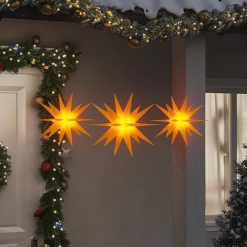 Weihnachtssterne 3 STK. Faltbar Gelb, LAPOOH Weihnachtsdeko Aussen, Weihnachtsbeleuchtung Außen, Weinachtsdekorationen, Weihnachtsdeko Garten - 356198
