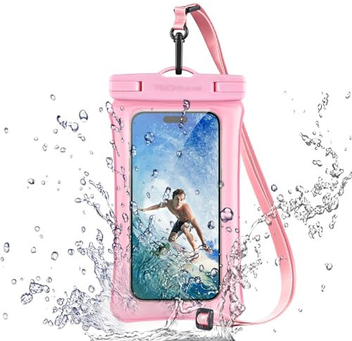 TECHGEAR Pochette étanche IPX8 flottante pour téléphone portable avec cordon pour iPhone 15, 14, 13, 12, Samsung Galaxy S24, S23, S22+, S21 Ultra A54 et téléphone jusqu'à 7