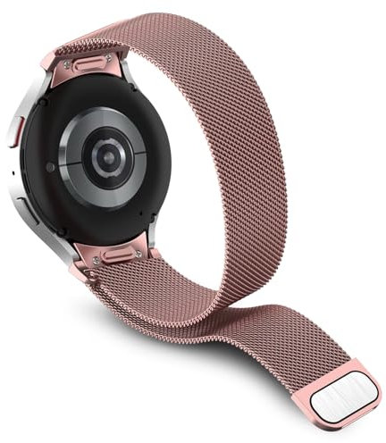 Hinnwer 20mm Cinturino in Metallo per Samsung Galaxy Watch FE/Galaxy Watch 7/Watch 6/5/4 40mm 44mm/Watch 6 Classic/Watch 4 Classic One Click No Gap Inossidabile per Galaxy Watch 5 Pro Rosa