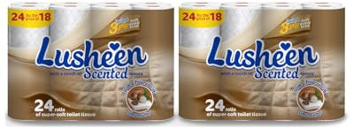 Priceless Discounts Online Lusheen Quilted 3 Ply Super Soft Toilet Roll (2X 24 Packs = 48 Rolls). Shea Butter Fragrance. Super Strong & Absorbent Toilet Paper. Soft on Skin. Bulk Buy.