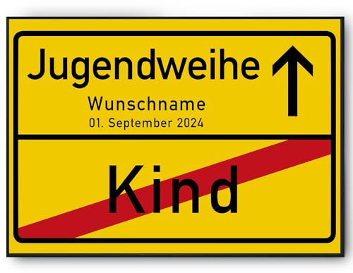 Tigerlino® Jugendweihe personalisiertes Geschenk Jugendweihe Ortsschild Poster (Kartonpapier) personalisierte Geschenkidee zur Jugendweihe