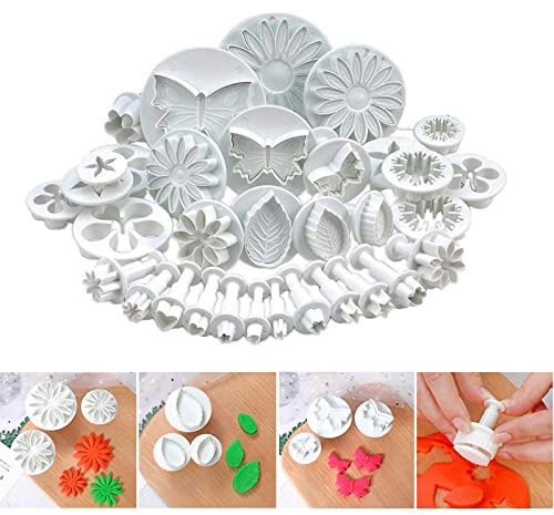 Ausstechformen für Fondant, Kuchen, Plätzchen, Zuckerguss, Blume, Blätter, Schmetterling, Herzform, Dekoration, DIY-Werkzeuge, 33 Stück
