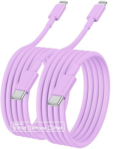 iPhone 14 13 Fast Charger Cable 2M 2Pack,[Apple MFi Certified]USB C to Lightning Cable for iPhone 14 Pro Max/13 mini/12Pro/11/XS/XR/8/iPad/AirPod, Type C Port Support Quick iPhone Charging Lead Purple