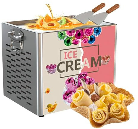 XDLYWUZIQ Yogurt Fry ice Cream Machine, Commercial Fried Ice Cream Roll Machine, Automatic ice Cream Maker Pan Roller with 2 Ice Cream Shovel for Easy Homemade Rolled Ice Cream
