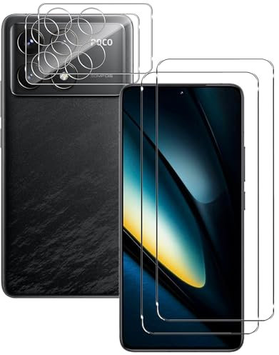 NOVAGO Compatible avec Xiaomi Poco F6 Pro 5G - Pack de 4 Films en Verre trempé résistant Anti Choc et Anti Explosion, Deux Verres pour écran et Deux Verres pour Objectif