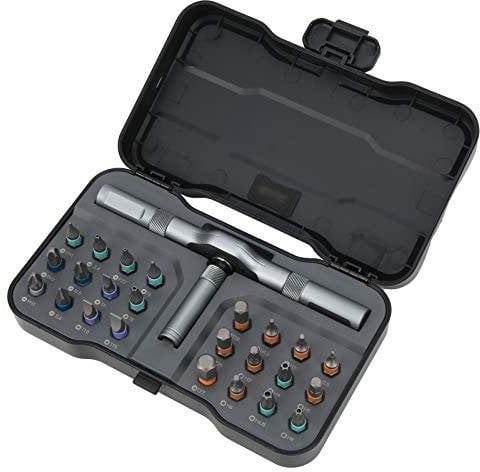 KIMISS Ratchet Screwdriver Set, 24 in 1 Bit Multipurpose Repair Multibit Screw with Tool Manual Hardware Handle RS1 T Drivers 58 Tooth Forward R Se Ratcheting Alloy Steel Nut Driver