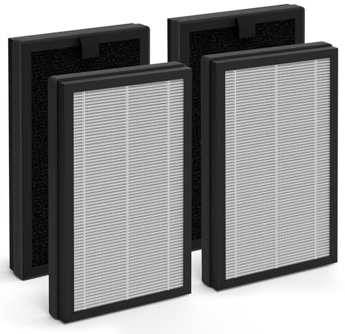 4 Pack PM1240B & AP2 HEPA Replacement Filter Compatible with Priestley PM1240B and Airversa AP2 Purelle Air Puri-fier, 3-stage Filtration System Pre-Filter, H13 True HEPA ＆ Activated carbon