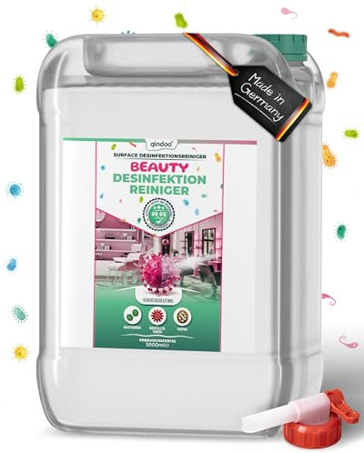 Qindoo 5L Desinfektionsreiniger Beauty, Desinfektionsmittel für Kosmetikstudio, Nagelstudio, Friseur, Fußpflege, Barber, SPA, Massage-Studio, Reinigung Desinfizierung in einem Arbeitsgang