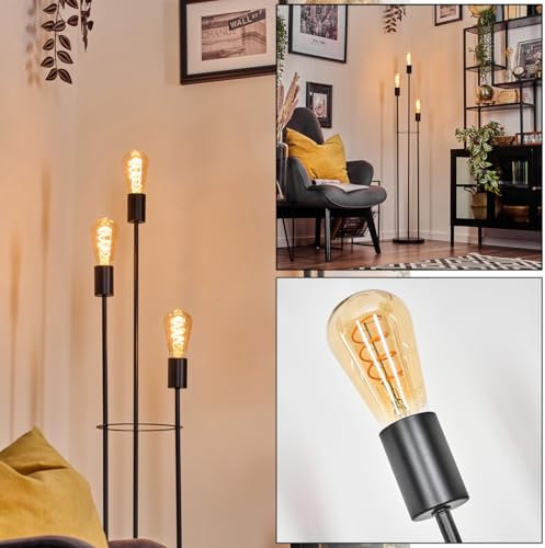 HOFSTEIN Stehleuchte Limmingen, Stehlampe aus Metall in Schwarz, moderne Leuchte im Industrial/Retro/Vintage-Design mit Fußschhalter, 141 cm, E27, Wohnzimmer, Schlafzimmer, Esszimmer, Büro