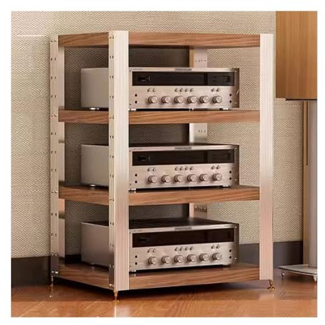 Monitor Speaker Stands Multi-Tier Audio Rack Amplifier Cabinet Black Walnut Color Amplifier Cabinet Solid Wood Rack Speaker Rack Audio Cabinet Studio Monitor Stand,B-62.5 * 47.5 * 82.5CM
