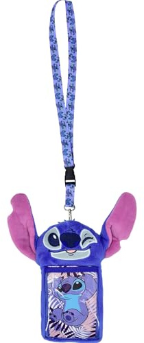 Concept One Disney Stitch Cordon en peluche pour carte d'identité et porte-badge Bleu