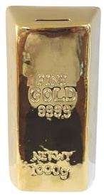 Spardose Goldbarren aus Steingut – glänzende Obefläche – 21 x 10 x 6 cm | luxuriöses Deko-Objekt – perfekt für Sparfüchse – witzige Geschenkidee, Kinder, Erwachsene – Wiederverwendbar – Seaside No.64