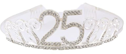 CHUYIX Geburtstag Krone Silber-25 Zahlen Happy Birthday Krone mit Kamm Strass Kristall Krone Haarreif mit Zahl Geburtstag Tiara Geburtstag Crown für Geburtstag Party Favor Supplies Tortenkrone(63#)
