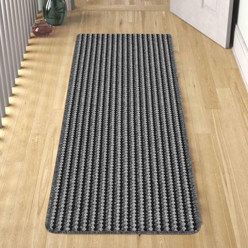 Rugs by Desire Eden Washable door mat Kitchen mat - Floor mat Door Dirt Trapper - Non Slip Door mats indoor - Anthracite, 57x200 cm