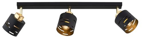 KAR LIGHTING Balken Deckenleuchte 3-flammig aus Metall in Schwarz mit Gold, verstellbar | E27 Fassung | LED geeignet | Deckenlampe für Wohnzimmer, Flur, Schlafzimmer, Küche oder Büro