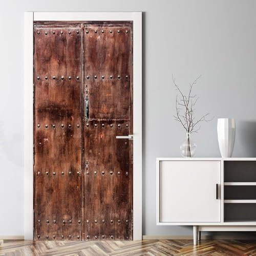 Tizhweqo Türtapete Selbstklebend 80x200 Retro-Tür Türfolie Türposter Alt Fototapete Türklebefolie Wandbild Türaufkleber Wandtapete 3D Effekt für Wohnzimmer Schlafzimmer Küche a4034