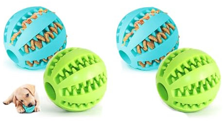Liooce Pelota para perros con función de cuidado dental, juguete para perros de caucho natural, resistente pelota de 4,5 cm de diámetro, pelota para perros grandes y pequeños
