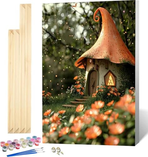 Malen Nach Zahlen Erwachsene Wald Malen Nach Zahlen Erwachsene mit Rahmen, Paint by Numbers Zimmer Paint by Numbers Adult mit 3 Pinseln und Acrylfarben für Zimmer Deko, Geschenke 40 x 60 cm -1578