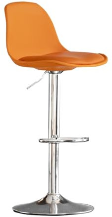 Moderner verstellbarer Barhocker mit Rückenlehne für Kücheninsel, PU-Leder, Thekenhöhe, Stuhl in Orange (1 Stück)