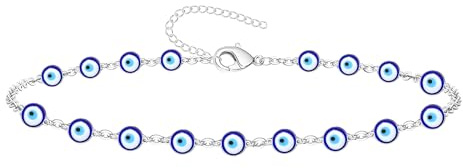 cotigo Bracciale occhio turco in acciaio inox o filo + bracciale a 7 nodi (gratis), portafortuna e protezione contro il malocchio, gioielli da uomo, bracciali per donne e ragazze., Taglia unica
