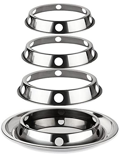 Set di anelli per wok in acciaio inox, supporto per piano cottura a gas, per pentole con fondo rotondo da 21,5 cm, 23,5 cm, 25 cm, 28 cm, rack universale per stufa, padelle, kit di 4 pezzi di