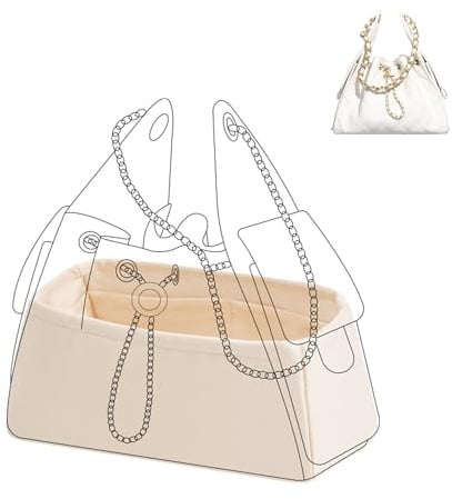 DGAZ Satin Taschen Organizer für Chanel 25 Drawstring Small, Craie | Luxuriöse Satin-Innentasche, Perfekte Passform, Sanfter Schutz, Leicht