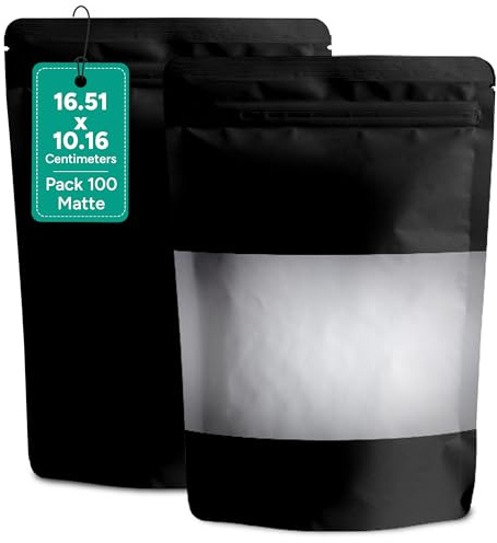 Mylar bags With Clear Window Mylar Storage Bags, Aluminum Ziplock Smell Proof Pouches 3.5g Heat Seal Baggies for Electronics Smack, Candy Cookies Stand up Pouches (4x6.5, 100, count)