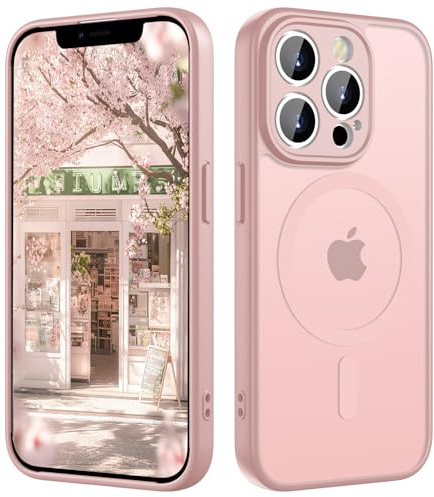ORDA Magnetic for iPhone 13 Pro Case, Fit for MagSafe, [Full Camera Protection], [Shockproof] Slim Translucent Matte,Military-Grade Protection,Scratch & Fingerprint Resistant -6.1 Pink