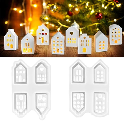 Silikonformen Weihnachten Gießformen Stanzschablonen, 8 Stück Gießformen Gips Kerzenform Weihnachten, Anhänger Silikonform Tannenbaum Stern Gipsformen zum Gießen DIY Weihnachtsdeko