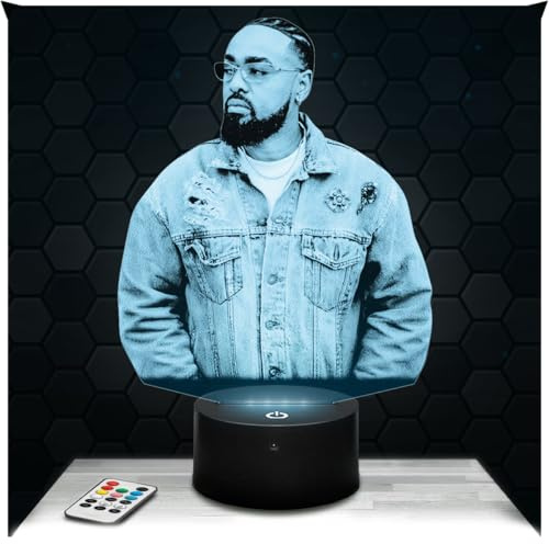 Lampephoto.fr - Lampe Alonzo Französischer Rapper 3D Touch Nachtlicht Rap | Made in France, Sockel & Größe wählbar, dimmbar, Batterie/USB, HD-Lasergravur, Geschenk für Sie & Ihn