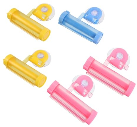 VICASKY 5 Stück Teiliges Manueller Zahnpasta Tubenquetscher mit Saugnapf Tube Spender Werkzeug Langlebig und Einfach zu Bedienen für Zahnpasta Creme und Kosmetik Tuben Zufällige Farbe