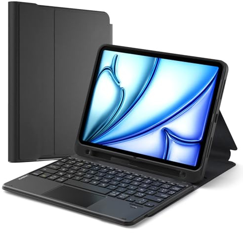 Inateck Coque Clavier iPad A16/10e Gén, Bluetooth 3 Canaux | Pour iPad Air 11 M4/M3/M2, Air 5/4, Pro 11, pavé tactile et porte-stylet, détachable, AZERTY, Classic, Noir