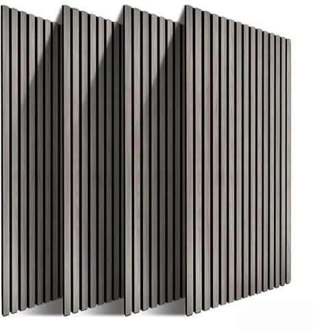 Relaxdays Akustikpaneele, 4er Set, 120 x 60 cm, Schalldämmung & Wandverkleidung, Eiche Furnier, Wandpaneele, dunkelgrau