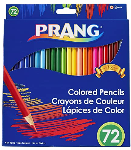 Prang Thick Core Colored Pencils, Assorted Colors, 3.3 mm core, 72 Count