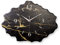 Designer-Wanduhr aus Stein (Keramik) Größe ca. 40x30cm mit flüsterleisem Uhrwerk (Black & Gold schwarz, leises Funkuhrwerk)