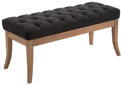 CLP Sitzbank Ramses mit hochwertiger Polsterung und Stoffbezug I Bank mit antik-Hellen Holzbeinen I Holzbank mit Einer Sitzhöhe von: 46 cm, Farbe:dunkelgrau, Größe:100 cm