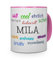 printplanet Tasse mit Namen Mila - Positive Eigenschaften von Mila - Namenstasse, Kaffeebecher, Mug, Becher, Kaffeetasse - Farbe Rosa