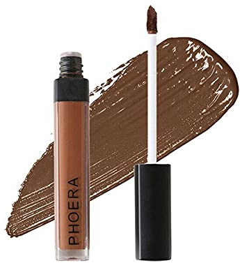 Phoera Full‑Coverage Matte Liquid Concealer – Waterproof, Oil‑Free Camouflage for Dark Circles, Acne Scars & Under‑Eye (110 - Dark Coffee)