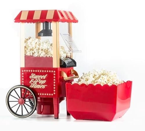 Popcorn-Maschine, Popcornmaschine Retro mit Wagen, Popcorn Maker mit Zucker und öl für Zuhause, Popcornmais Popcorn für popcornmaschine, Party Snackbox Geschenk Geburtstag Kinder